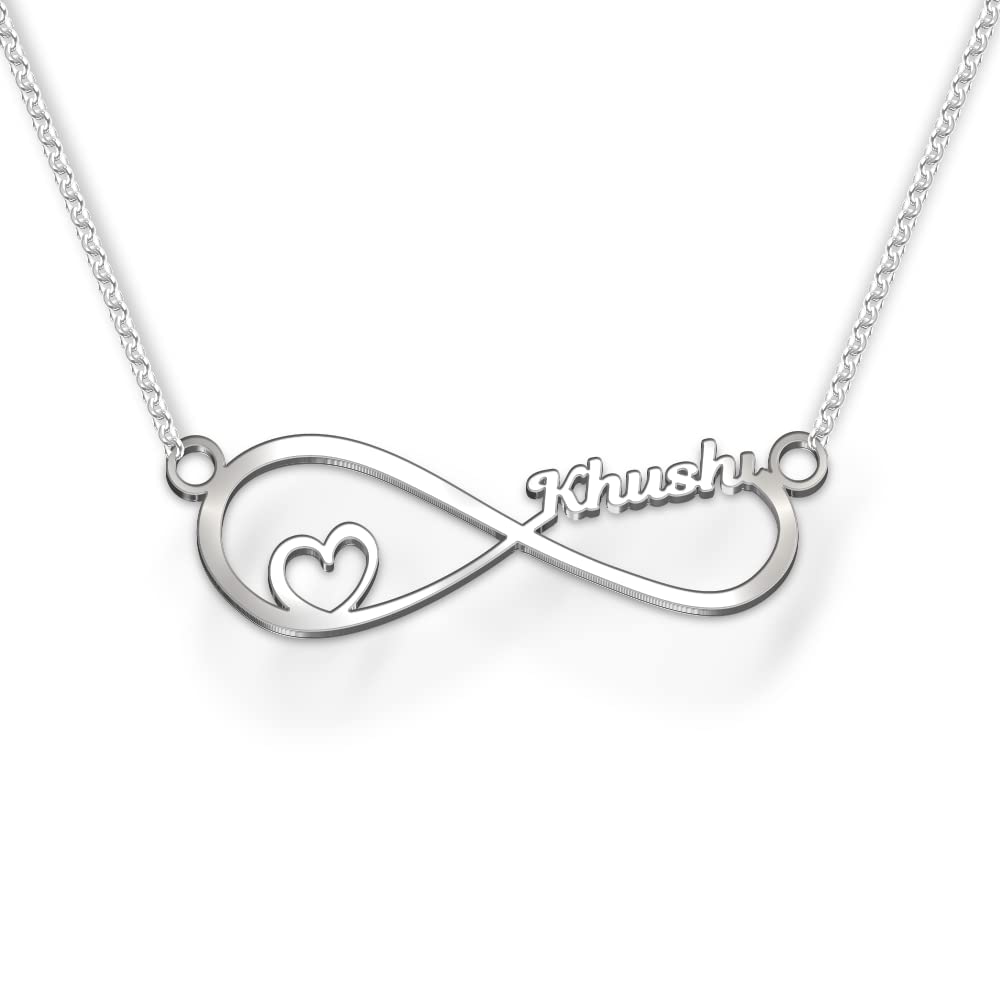 Infinity Khushi Name Silver Polish Love Pendant Necklace For Womens