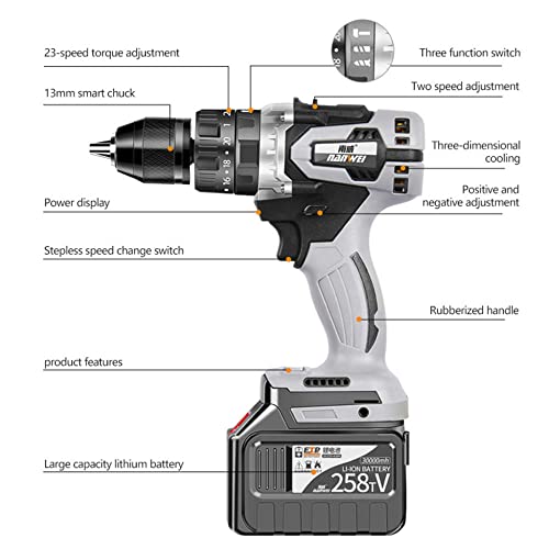 4 in 1 Bohrhammer Kit, Professional Schlaghammer+Elektrische Bohrmaschine+Winkelschleifer+Akkuschrauber, mit 4X Akku zum… – Bild 6