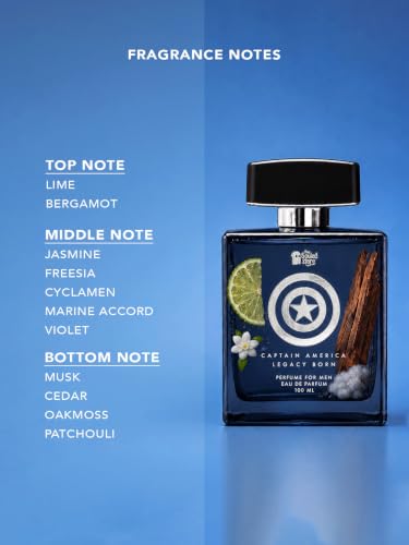 Image of The Souled Store Captain America: Legacy Born Men Perfume Eau De Parfum | Long Lasting Premium Fragrance | Luxury Unisex Perfume Spray with Refreshing Notes - 100ml