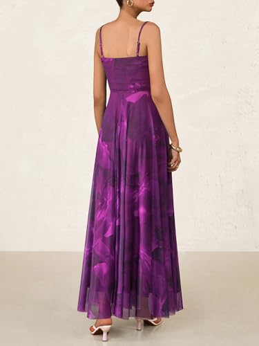 Image of BTFBM Women Summer Maxi Dresses Elegant Wedding Guest Dress | Cowl Neck,Spaghetti Strap,Mesh,Floral,A-Line,Flowy,Party,Cocktail,Homecoming,Graduation,Sundress,Prom,Beach Long Dresses
