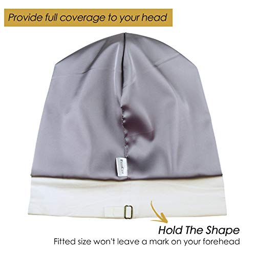 Image of Satin Lined Sleep Slouchy Cap Curly Girl Slap Headwear Gifts For Frizzy Hair Women