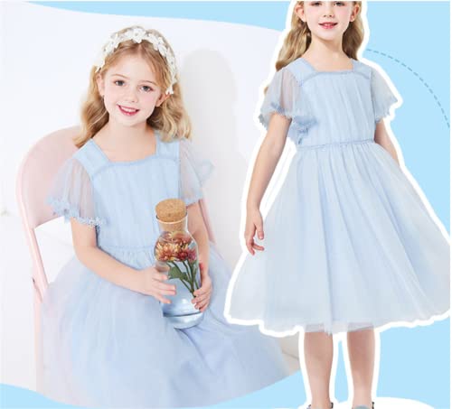 Toddler Girl Tulle Dress Easter Short Sleeve Wedding Birthday Party Ruffle Tutu Photoshoot Flower Girl Dresses 4T2