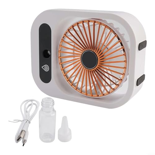 Floweringbeter Ventilador de nebulización portátil para el hogar, cocina, oficina, dormitorio, humidificador recargable por USB, ventilador de refrigeración de bajo ruido (blanco)
