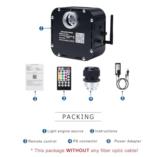 Image of AKEPO 50W RGBW Twinkle Fiber Optic Light Engine Driver, Bluetooth APP Control+Music Activated+28-Key Remote Control for Home Fiber Optic Star Ceiling