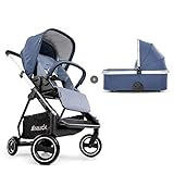 Hauck Apollo Duoset Sportwagen + Beindecke + Babywanne, drehbar, bis 25 kg, Reflektoren, höhenverstellbarer Schiebegriff, kompakt faltbar, kompatibel mit Babyschale, blau