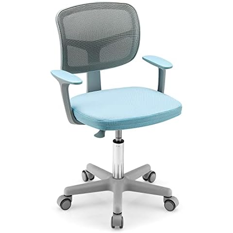 COSTWAY Silla para Escritorio para Niños con Altura Regulable, Ruedas con Frenos, Silla Giratoria de Red para Niños 3-10 años Cover