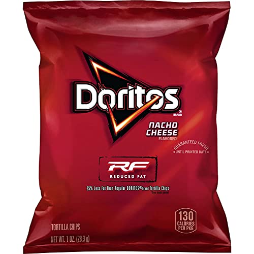 Doritos Flavored Tortilla Chips, Reduced Fat Nacho Cheese, 1 Ounce (Pack of 72)