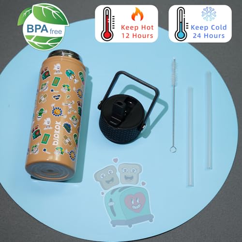 Image of BJPKPK Insulated Water Bottle, 18oz Stainless Steel with Straw Lid