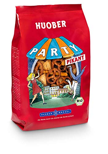 Huober Bio Party pikant, Salzgebäck Mix mit Mini Brezeln, Sesam-Cracker und Mohn-„Knabberle“, 200 g Cover