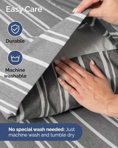 Image of Extra Deep Flex Top Split Head King Sheet Set - 6 Piece Breathable and Cooling Sheets - Hotel Luxury Bedding for Women, Men, Kids & Teens - Easy Secure Fit - Extra Deep Pockets - Grey Stripes 3