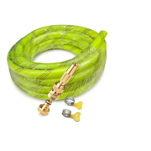 Image of RedHerring Milky Green 20 Meter / 66 Feet Heavy Duty Braided Garden Hose Pipe With Metal High-Pressure Nozzle | Flexible, Durable & Kink-Resistant | Ideal for Gardening, Car Washing & Outdoor Cleaning