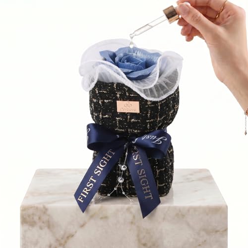 Blue Single Forever Roses Luxury Gift for Women/Men Flowers Bouquet with Natural Fragrance Diffuser for Girlfriend Friends Anniversary Birthday Valentines Day Wedding Graduation Christmas