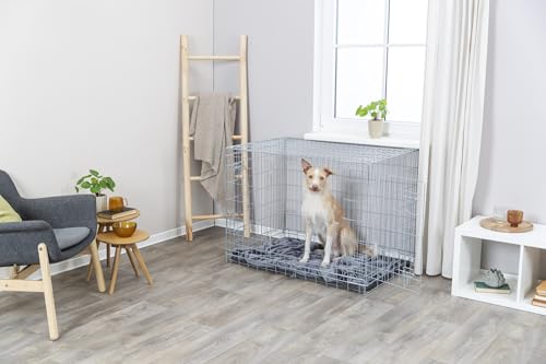TRIXIE Hundebox Home – L: 109 × 79 × 71 cm – faltbarer Hundekäfig mit 2 Türen & Sicherheitsverschlüssen, verzinkte Transportbox mit stabiler Bodenwanne für Zuhause & unterwegs – 3925