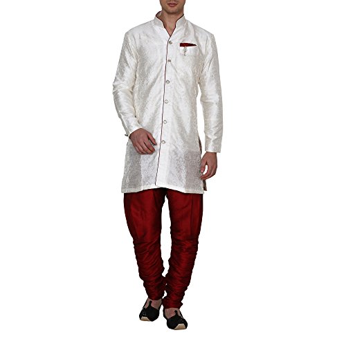 Image of Royal Kurta Men's Jacquard Silk Floral Print Indowestern Sherwani