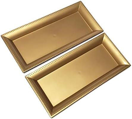 Bandejas decorativas rectangulares doradas de plástico 2 unidades