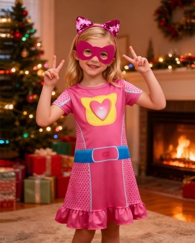 Vestido corto superhéroe con orejas y máscara para niñas miniatura 4