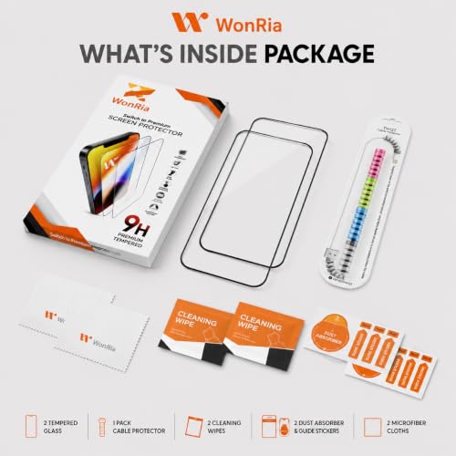 Image of WonRia Pack 2 - Tempered Glass for Nothing 4B 5G with Cable protector [1 Month Warranty] Edges to Edge 9H Hardness Screen Glass Protector with Easy Installation kit