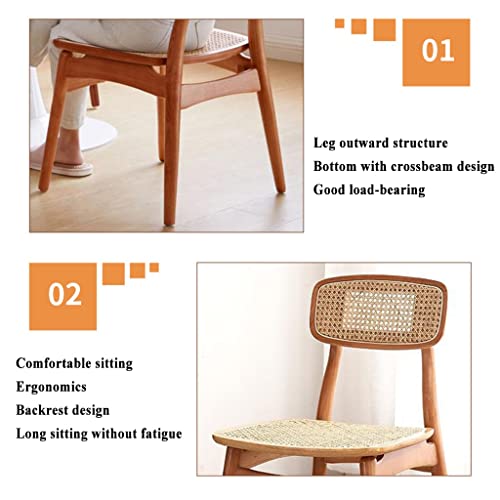 Tkhp Rattan Cane Dining Side Chair, Patio Dining Chairs, Wooden Lounge Seat, Lazy Backrest Balcony Wicker Chair, Patio Garden Seat (Color : Walnut, Size : 50 * 49 * 78.5Cm) #TOP3