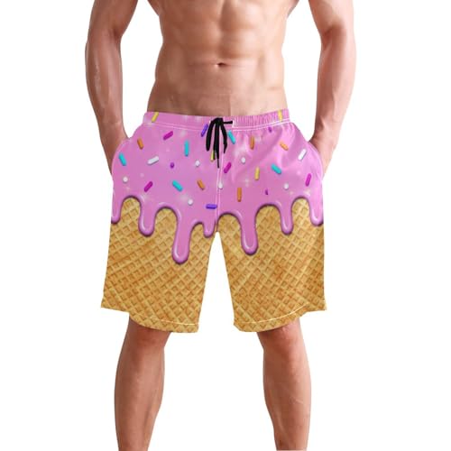 Boccsty Ice Cream Melts Cones Men's Boy's Novelty Beach Shorts Swim Trunks Summer Quick Dry Bathing Suits S-XXL2