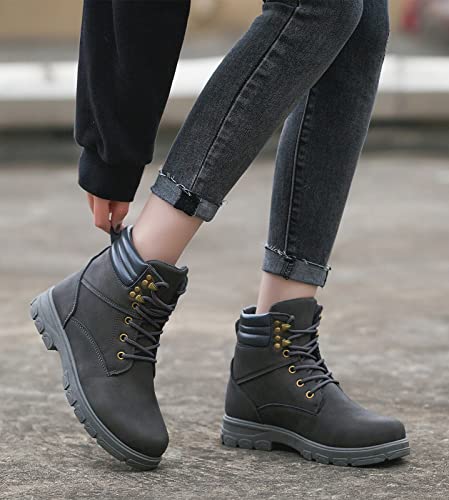 Kkdom Women's Waterproof Lace Up Low Heel Ankle Booties Fashion Work Combat Boots Gray Us Size 10 #TOP2