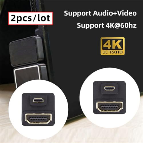 Adaptador HDMI Micro HDMI 2 piezas ángulo 360 grados miniatura 4