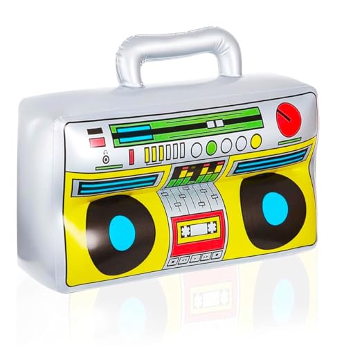 TK Gruppe Timo Klingler Kostümheld® Aufblasbarer Retro Ghettoblaster ca 45 x 42 cm Hip Hop Radio Walkman 80er 90er Outfit Party Accessoires Kostüm Fasching Karneval Bad Taste Assi