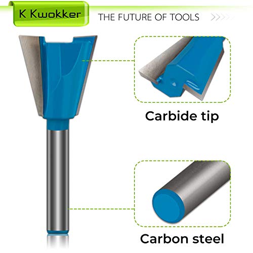 K Kwokker Dovetail Router Bit 1/4 Shank, Dovetail Jig for Router, 1/2" 3/4" 3/8" 5/8" 7/8" Dia Wood Milling Cutter Tool for The Construction of Boxes Drawers Chests and Fine Casework Woodworking