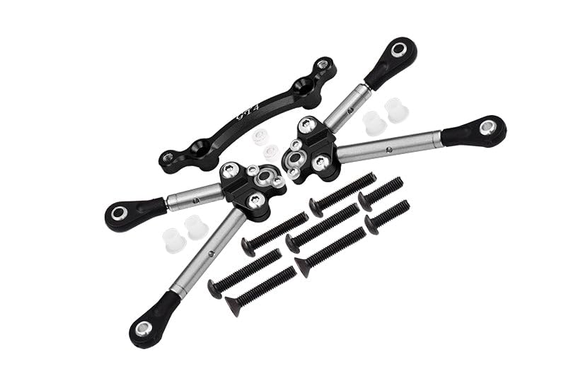 Titanium Front Tie Rods with Stabilizer for C Hub for 1/10 Traxxas Ford GT 4-Tec 2.0 83056-4/4-Tec 3.0 93054-4 - 15Pc Set Black