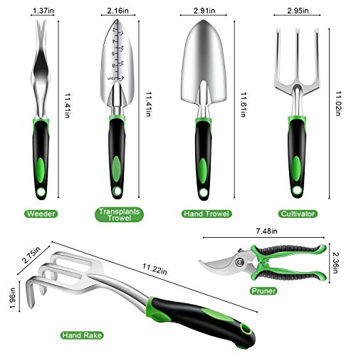 Binoteck Garden Tools Set-6 PCS Aluminum Alloy Lightweight Gardening Tools Kit with Ergonomic Rubberized Non-Slip Handle.Garden Gifts for Women,Men and Kids. - Thumbnail 5