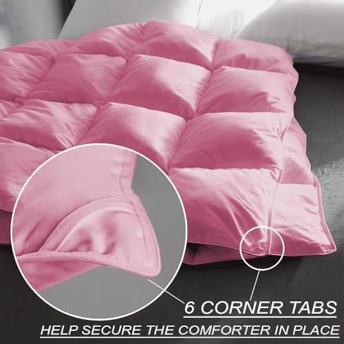 Image of Emperor Size Comforter Set - All Season Down Alternative Bedding Comforter Set - Quilted Duvet Insert with Corner Tabs - Box Stitched Blanket - Breathable, Soft - Pink