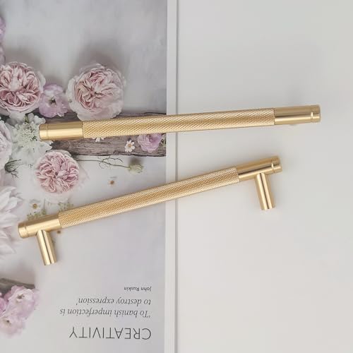 Pexintek 2 Pack Gold Modern Cabinet Handles 160mm Hole Centers Kitchen Bathroom bedrooms Study Furniture Door Vintage Pulls with Screws for Cupboards Drawer Wardrobe Dresser (Gold) - Image 3