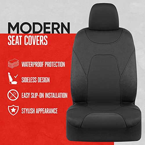 Image of Motor Trend Waterproof Car Seat Covers Full Set - Black Seat Covers for Car Front & 60 /40 Split Back Bench - Carseat Cover for Trucks, SUV, Vans - Universal Fit for Most Regular Size Vehicles