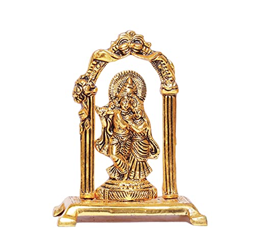 Image of KridayKraft Metal Radha Krishna Statue Gold Plated Decor Your Home,Office & Radha Krishna Murti Idol Showpiece Figurines,Religious Krishna Idol Gift Article...