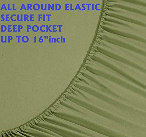 Elegant Comfort Luxury Soft Bed Sheets 1500 Premium Hotel Quality Microfiber Softness Wrinkle and Fade Resistant (4-Piece) Bedding Set, Twin/Twin XL, Olive Green