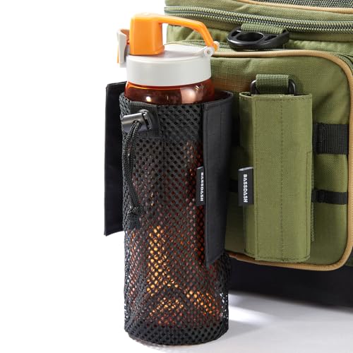 Bassdash Tactical Molle Wasserflasche Beutel mit Karabiner faltbar Mesh Flaschenhalter für Reisen Angeln Jagd Wandern Outdoor-Aktivitäten