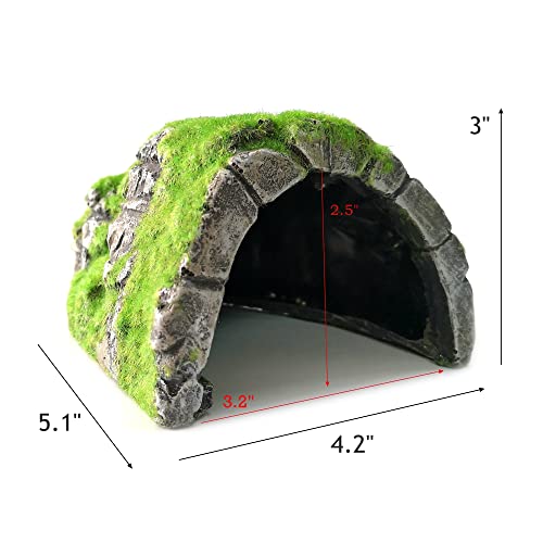 M2cbridge Aquarium Decorations Fish Hideout House Betta Cave with Green Lifelike Moss (Betta Rock Cave) - Image 3