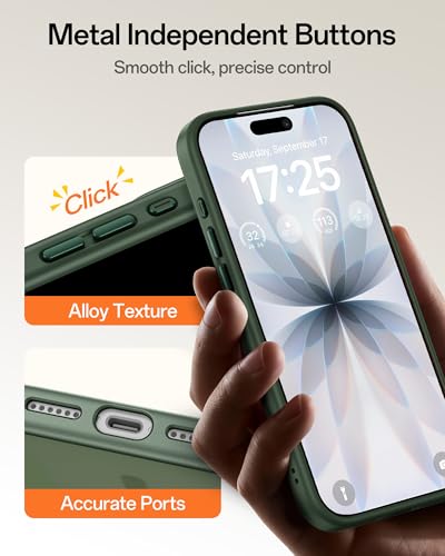 Image of UNBREAKcable For iPhone 17 Case for MagSafe, Full Camera Protection, Built-in Magnetic Ring, Shockproof, Scratch-Resistant, Translucent Matte Mobile Phone Case for iPhone 17 Case 6.3 Inch, Dark Green