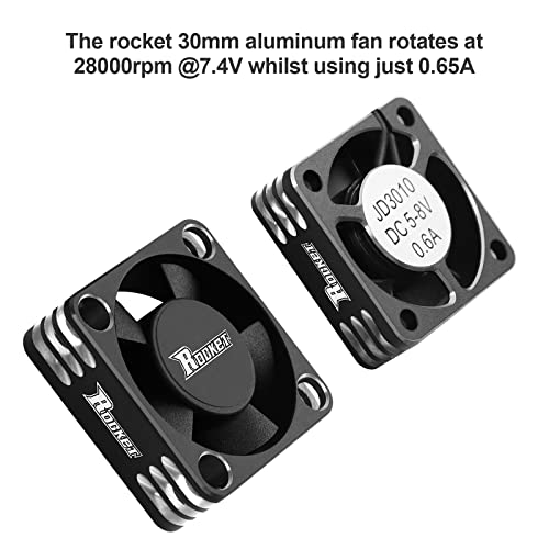 Motor Cooling Fan 30Mm Rc Motor Heatsink 28000Rpm Esc Cooling Fan For Rc Car 1/8 1/10 1/12 Scale 540 550 Brushless Motor (Black+Silver) #TOP1