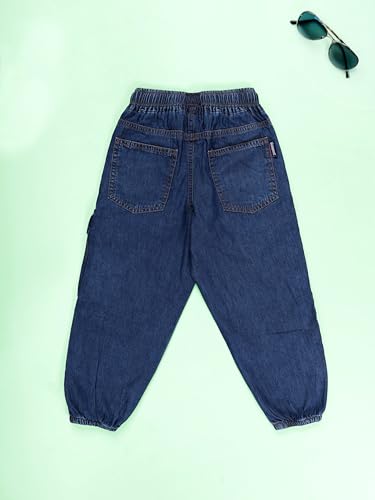 Image of KiddoPanti Boys Denim Cargo Jogger Jeans with Elastic Waist & Utility Pockets