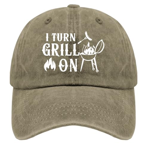 Karclau I Turn Grill On Cap Women Cap Pigment Khaki Mens Sun Hat Gifts for Women Cycling Hats