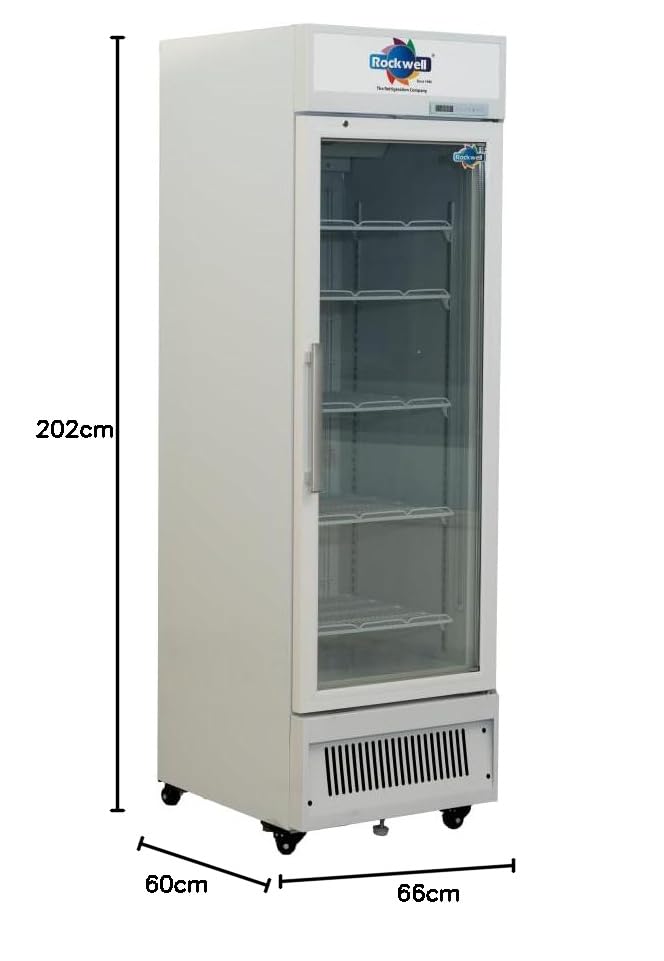 Image of ROCKWELL 379L, Single Glass Door Visi Freezer, Internal LED, Heavy Duty (VF500C, White), 4 Year Warranty