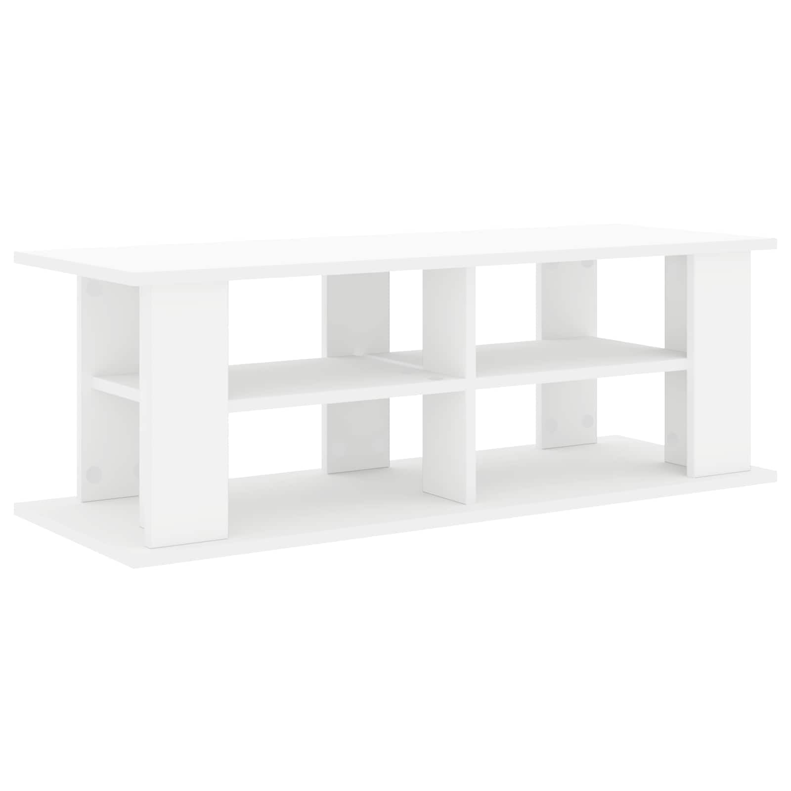 Meuble TV blanc 96cm en bois composé avec rangement pour salon moderne