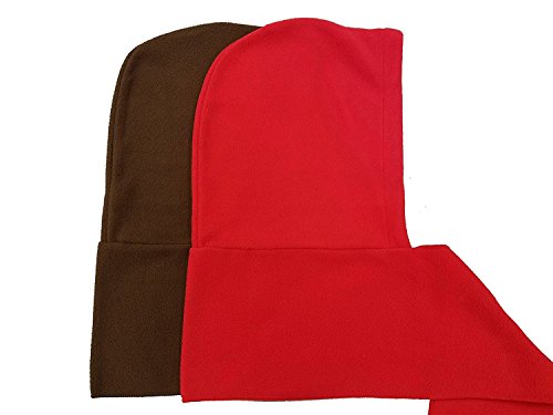 NEW Fleece Hooded Scarf Warm & Comfortable One Size Fits Most 7 Colors 1 or 2 Pack2