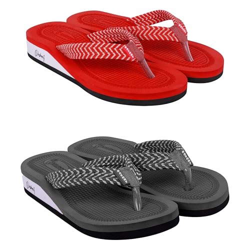 Image of Dashny Women's (1436-1434) |Extra Super Soft Comfortable Slippers |Red Brown Casual Slides Slippers