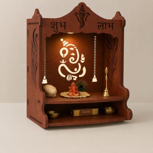 Wooden Pooja Mandir for Home, Pine Wood Temple, Decorative Hindu ...