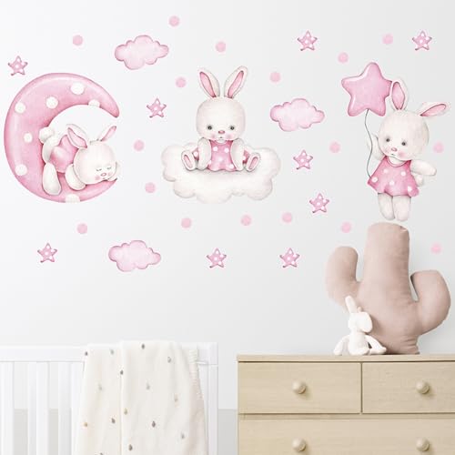 Vinilos decorativos Achang con conejito rosa en acuarela miniatura 5