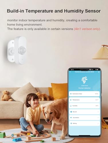 Image of Human Presence Sensor with Temperature and Humidity Light Sensor | 24G Radar MMWave, Zigbee Hub Required, Battery Operated, Support Home Assistant Zigbee2mqtt