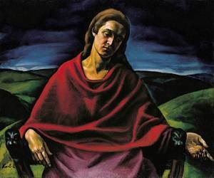 Peinture à l'huile Seated Woman 1921 Erzsébet Korb 20x24