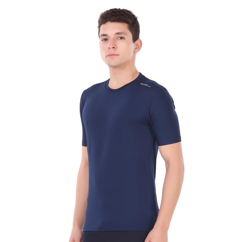 Image of VECTOR X Self Design Men Round Neck T-Shirt 100% Polyerster (Pack of 1)