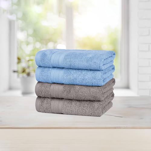 Image of MYTRIDENT Soft Comfort Air Rich Towel 100% Cotton Hand Towel for Daily use, 500 GSM Highly Absorbent Towels for Men /Women, 4Pc Hand Towel Set (41 cm X 66 cm), Charcoal and Allure